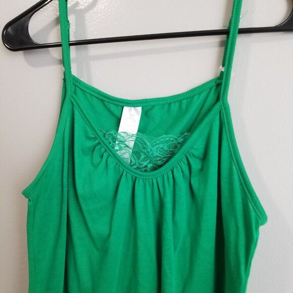 Green Tank Top Camisole Lace Women's Medium - Picture 3 of 4